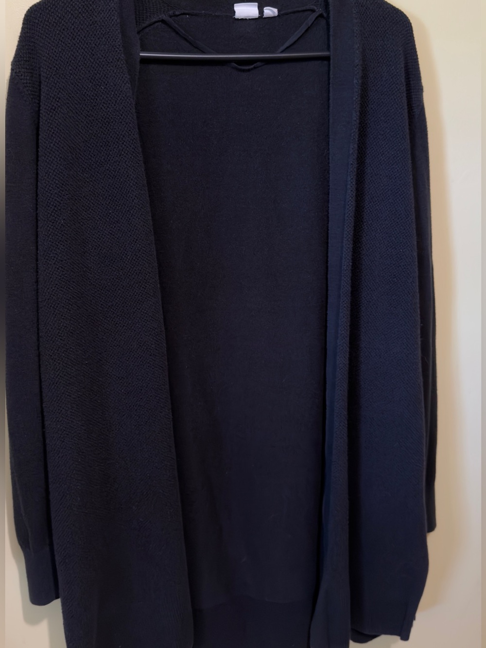 Gap Open-Front Textured Knit Cardigan Black Large